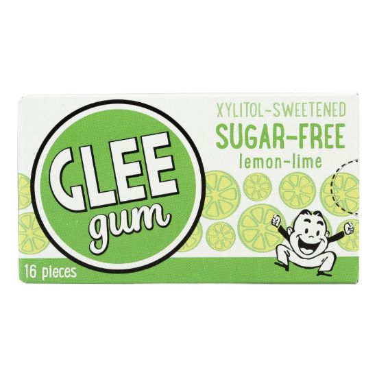 Glee Gum Chewing Gum - Lemon Lime - Sugar Free - Case of 12 - 16 Pieces
