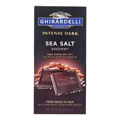 Ghirardelli Dark Bar Sea Salt Soiree Bars - Chocolate Intense - Case of 12 - 3.5 oz.