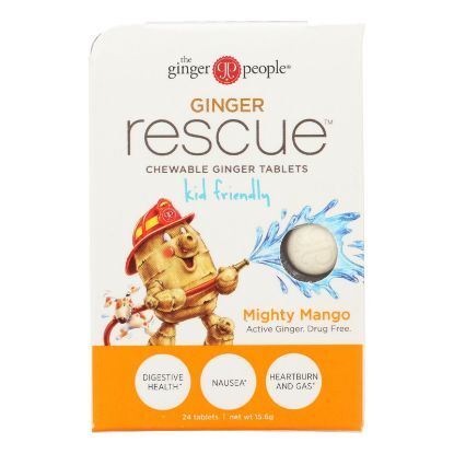 Ginger People Ginger Rescue for Kids - Mighty Mango - 24 Chewable Tablets - Case of 10