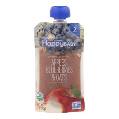 Happy Baby Happy Baby Clearly Crafted - Apple Blueberries and Oats - Case of 16 - 4 oz.
