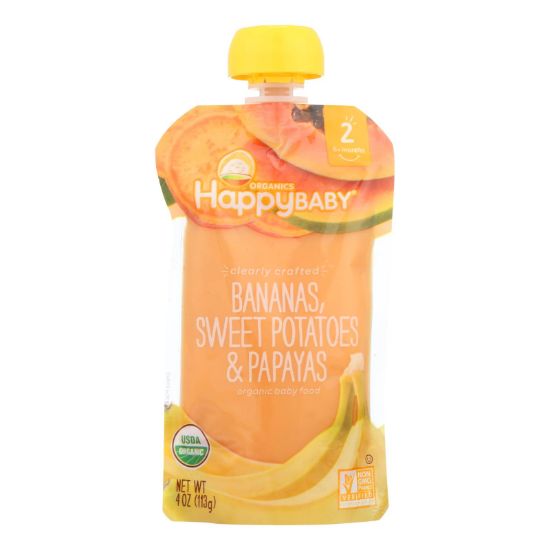 Happy Baby Happy Baby Clearly Crafted - Bananas Sweet Potatoes and Papayas - Case of 16 - 4 oz.