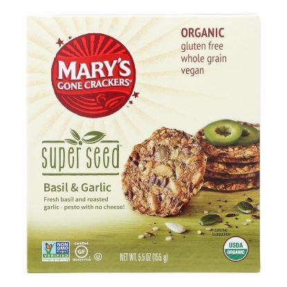 Mary's Gone Crackers Super Seed - Basil$ Garlic - Case of 6 - 5.5 oz.