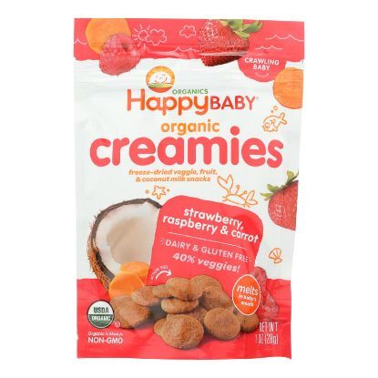 Happy Creamies Organic Snacks - Strawberry and Raspberry - Case of 8 - 1 oz