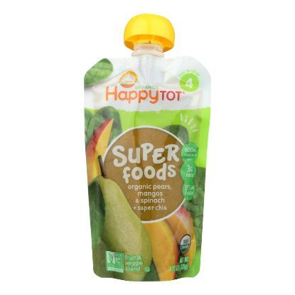 Happy Baby HappyTot Organic Superfoods Spinach Mango and Pear - 4.22 oz - Case of 16