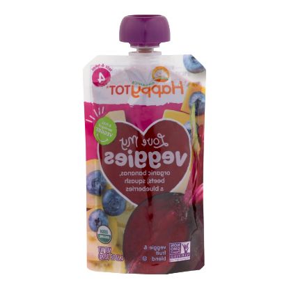 Happy Tot Toodler Food - Organic - Love My Veggies - Banana Beet Squash and Blueberry - 4.22 oz - case of 16