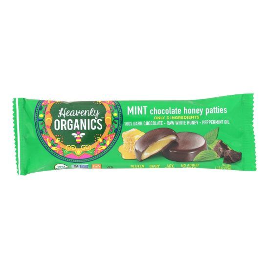 Heavenly Organics Honey Patties - Chocolate Mint - 1.2 oz - Case of 16