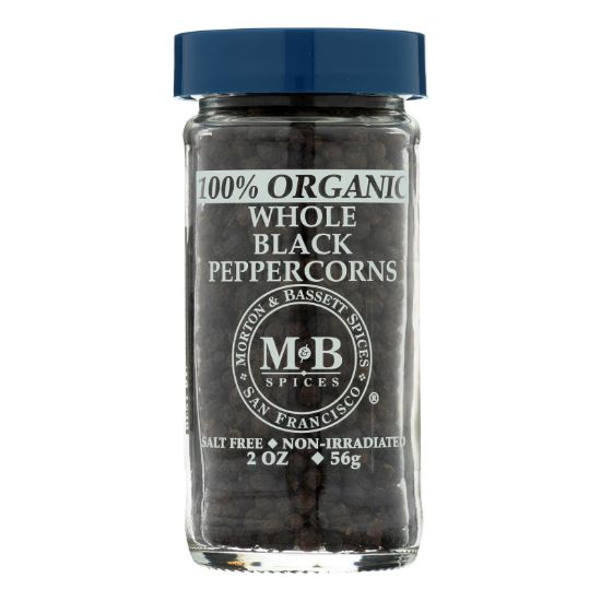 Morton and Bassett Whole Black Pepper - Black Paper - Case of 3 - 2 oz.