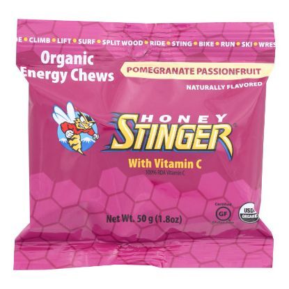 Honey Stinger Energy Chew - Organic - Pomegranate Passion Fruit - 1.8 oz - case of 12