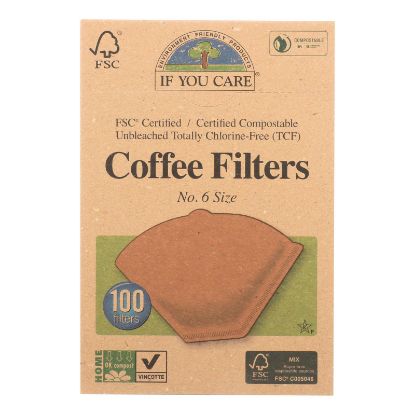 If You Care Coffee Filters - #6 Cone Unbleached - Case of 12 - 100 Count