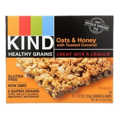 Kind Bar - Granola - Healthy Grains - Oats and Honey with Toasted Coconut - 1.2 oz - 5 Count - Case of 8