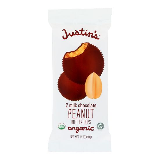 Justin's Nut Butter Organic Peanut Butter Cups - Milk Chocolate - Case of 12 - 1.4 oz.