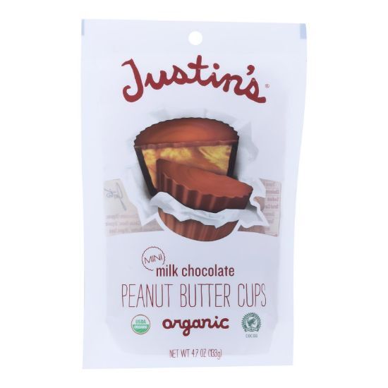 Justin's Nut Butter Peanut Butter Cups - Organic - Milk Chocolate - Mini - Case of 6 - 4.7 oz.