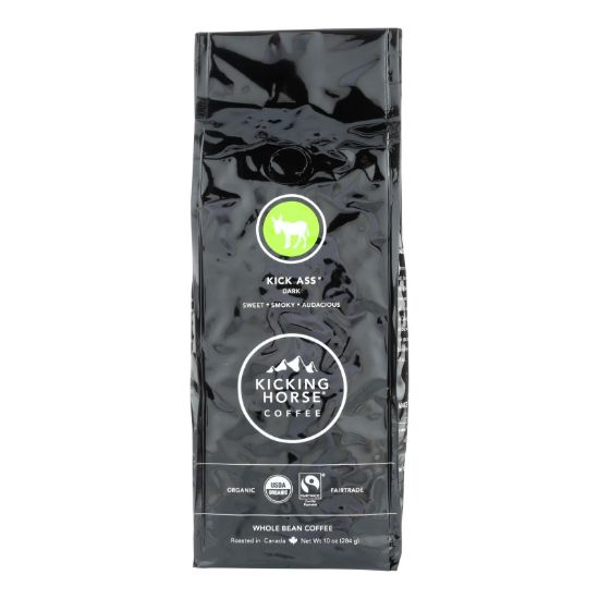 Kicking Horse Coffee - Organic - Whole Bean - Kick Ass - Dark Roast - 10 oz - case of 6