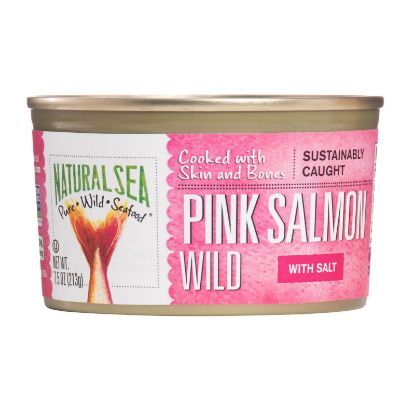 Natural Sea Wild Pink Salmon - Salted - Case of 12 - 7.5 oz.
