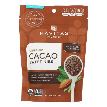 Navitas Naturals Cacao Nibs - Organic - Sweet - Raw - 4 oz - case of 12