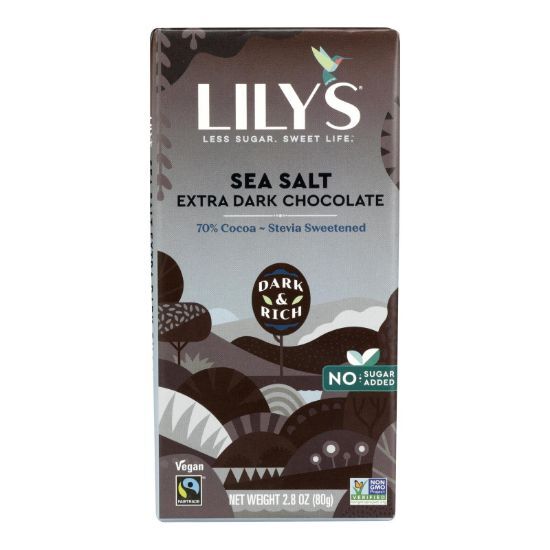 Lily's Sweets Chocolate Bar - Dark Chocolate - 70 Percent Cocoa - Sea Salt - 2.8 oz Bars - Case of 12