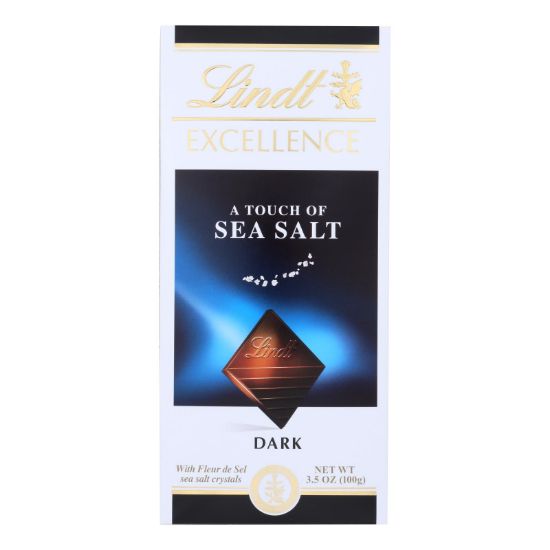 Lindt Chocolate Bar - Dark Chocolate - 47 Percent Cocoa - Excellence - Touch of Sea Salt - 3.5 oz Bars - Case of 12