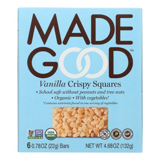 Made Good Crispy Squares - Vanilla - Case of 6 - 4.68 oz.