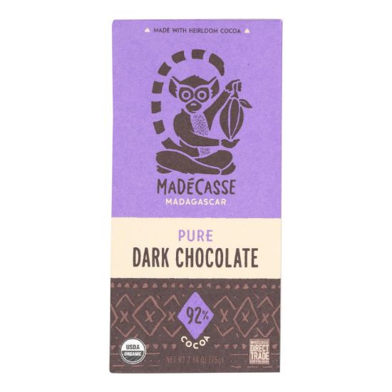 Madecasse 92 Percent Dark Chocolate - Case of 12 - 2.64 oz.