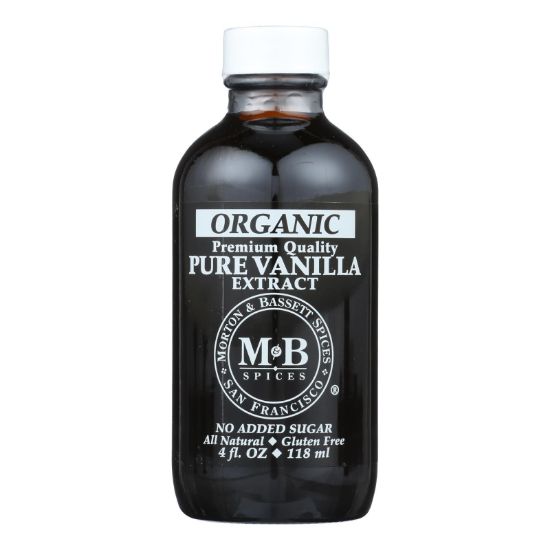 M&B Spices Organic Pure Vanilla Extract  - Case of 3 - 4 OZ