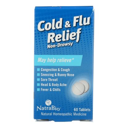 NatraBio Cold and Flu Relief Non-Drowsy - 60 Tablets