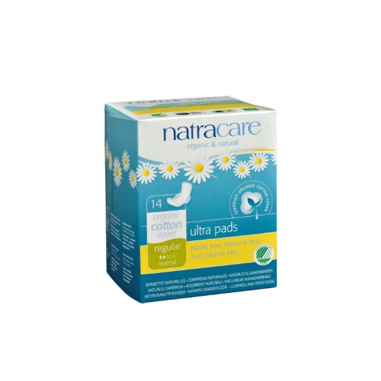 Natracare Natural Ultra Pads w/wings Regular w/organic cotton Cover -  14 Pack