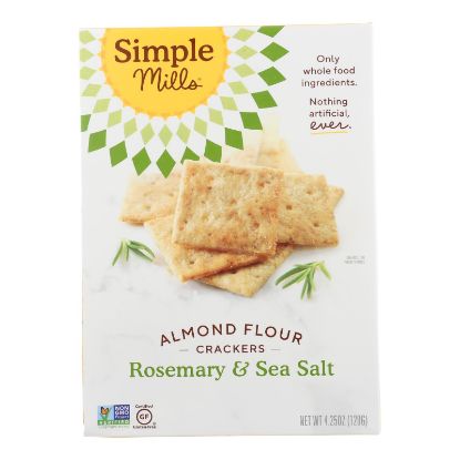 Simple Mills Rosemary and Sea Salt Almond Flour Crackers - Case of 6 - 4.25 oz.