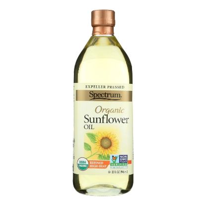 Spectrum Naturals High Heat Refined Organic Sunflower Oil - Case of 12 - 32 Fl oz.