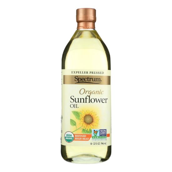 Spectrum Naturals High Heat Refined Organic Sunflower Oil - Case of 12 - 32 Fl oz.