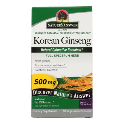 Nature's Answer - Korean Ginseng Root - 50 Vegetarian Capsules