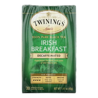 Twining's Tea Breakfast Tea - Irish Decaf - Case of 6 - 20 Bags