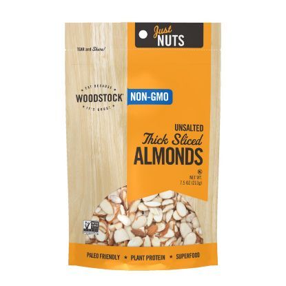 Woodstock Almonds - Thick Sliced - Raw - Case of 8 - 7.5 oz.