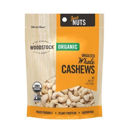 Woodstock Organic Cashews - Whole - Raw - Case of 8 - 7 oz.