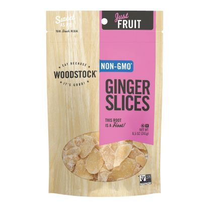 Woodstock Fruit - All Natural - Ginger - Slices - Low Sugar - Unsulphured - 8.5 oz - case of 8