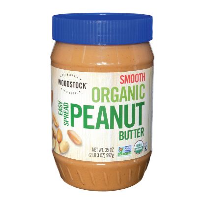 Woodstock Organic Easy Spread Peanut Butter - Smooth - Case of 12 - 35 oz.