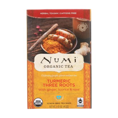 Numi Tea - Organic - Turmeric - Three Roots - 12 Bags - Case of 6