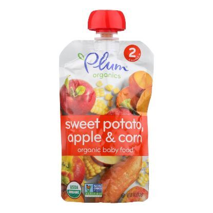 Plum Organics Baby Food - Organic -Sweet Potato Corn and Apple - Stage 2 - 6 Months and Up - 3.5 .oz - Case of 6