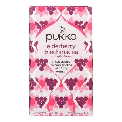 Pukka Herbal Teas Tea - Organic - Elderberry and Echinacea - 20 Bags - Case of 6