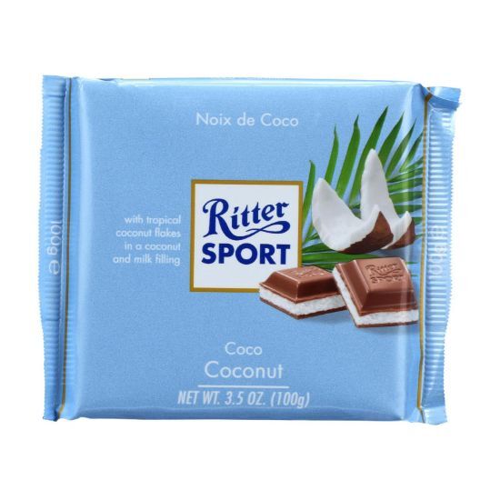 Ritter Sport Chocolate Bar - Milk Chocolate - Coconut - 3.5 oz Bars - Case of 12