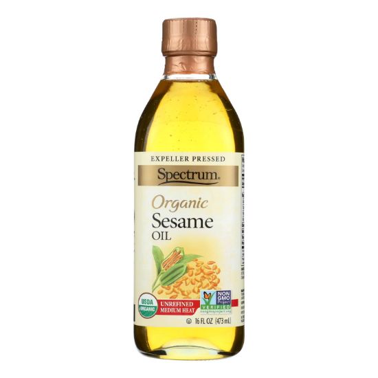 Spectrum Naturals Organic Unrefined Sesame Oil - Case of 12 - 16 Fl oz.