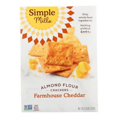 Simple Mills Farmhouse Cheddar Almond Flour Crackers - Case of 6 - 4.25 oz.