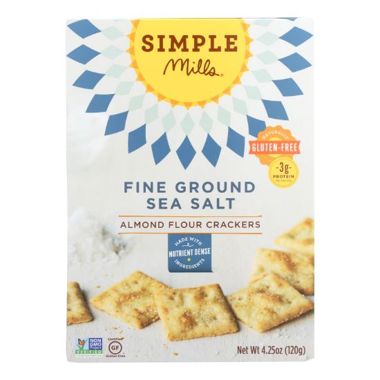 Simple Mills Fine Ground Sea Salt Almond Flour Crackers - Case of 6 - 4.25 oz.