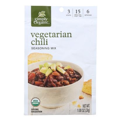 Simply Organic Seasoning Mix - Vegetarian Chili - Case of 12 - 1 oz.