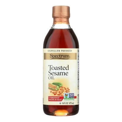 Spectrum Naturals Unrefined Toasted Sesame Oil - Case of 12 - 16 Fl oz.