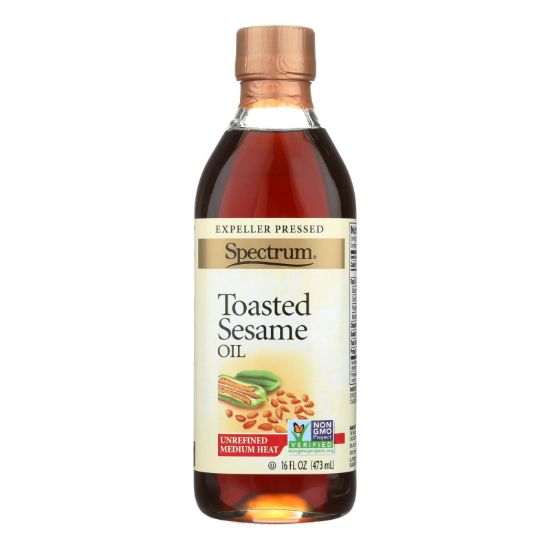 Spectrum Naturals Unrefined Toasted Sesame Oil - Case of 12 - 16 Fl oz.