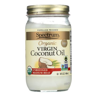 Spectrum Naturals Unrefined Organic Virgin Coconut Oil - Case of 12 - 14 Fl oz.