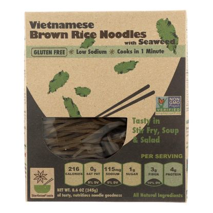 Star Anise Foods Noodles - Brown Rice - Vietnamese - with Seaweed - 8.6 oz - case of 6