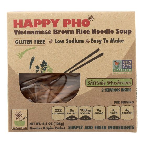 Star Anise Foods Soup - Brown Rice Noodle - Vietnamese - Happy Pho - Shiitake Mushroom - 4.5 oz - case of 6