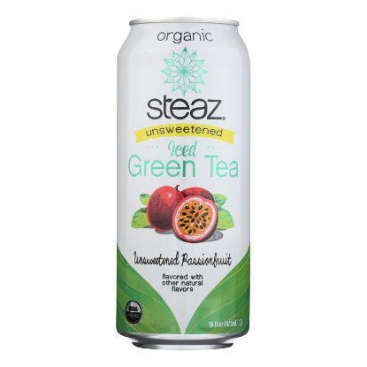Steaz Unsweetened Green Tea - Passion Fruit - Case of 12 - 16 Fl oz.