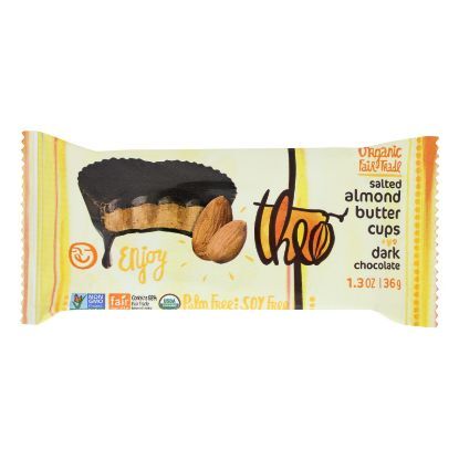 Theo Chocolate Salted Almond Butter Cups - Dark Chocolate - Case of 12 - 1.3 oz.